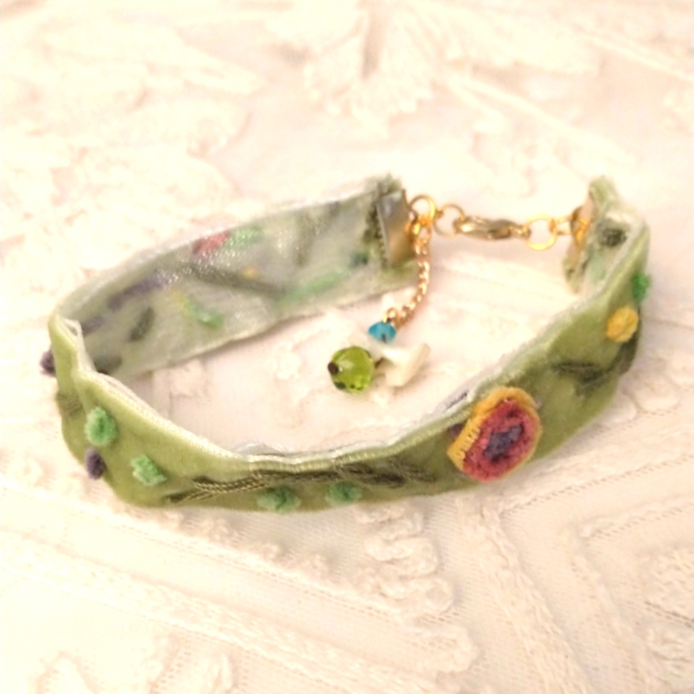 Embroidered Velvet Bracelet